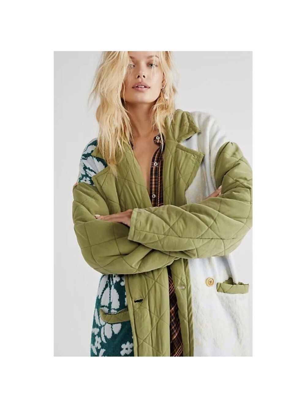 Free People Home Sweet Home Coat Quilted Sweater Knit Duster Jacket Coat Size S - Picture 3 of 13